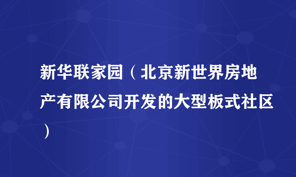 新华联家园（北京新世界房地产有限公司开发的大型板式社区）