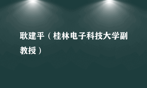 耿建平（桂林电子科技大学副教授）