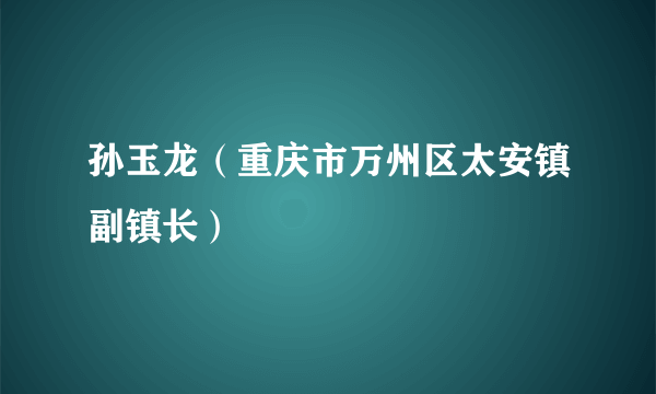 孙玉龙（重庆市万州区太安镇副镇长）