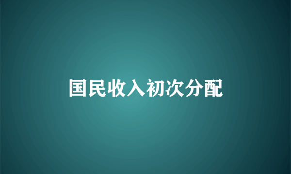 国民收入初次分配