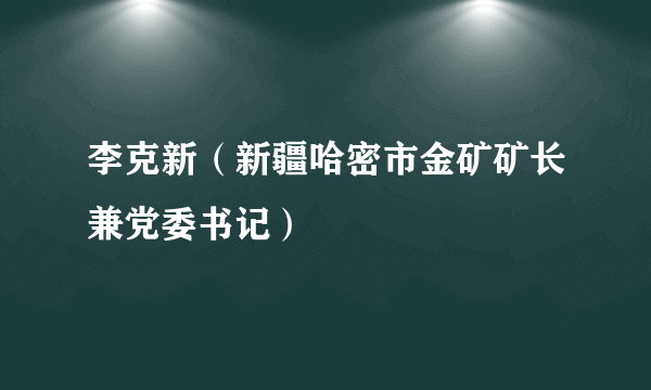 李克新（新疆哈密市金矿矿长兼党委书记）