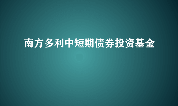 南方多利中短期债券投资基金