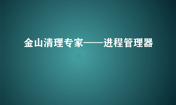 金山清理专家——进程管理器