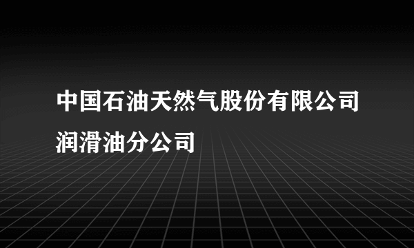 中国石油天然气股份有限公司润滑油分公司