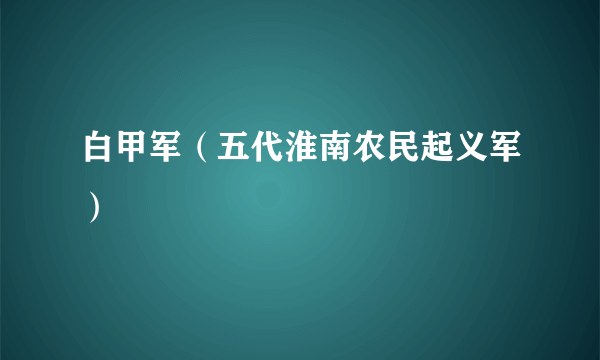 白甲军（五代淮南农民起义军）