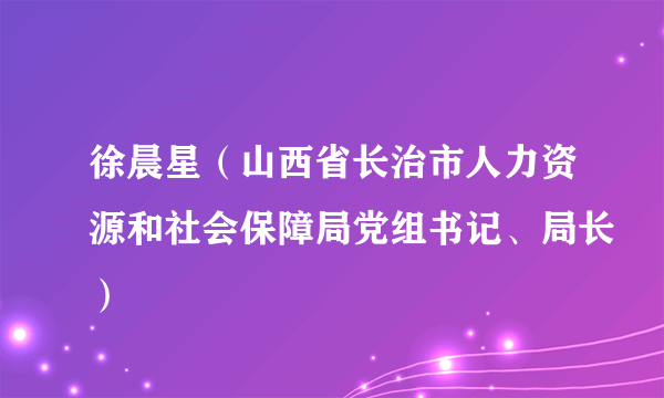 徐晨星（山西省长治市人力资源和社会保障局党组书记、局长）