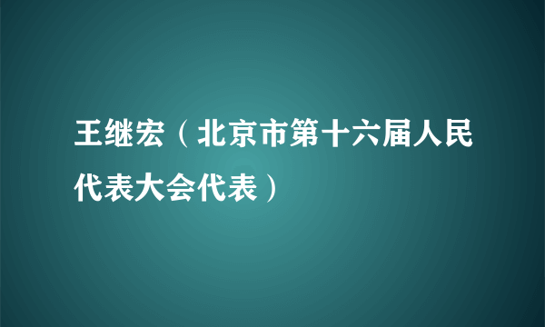 王继宏（北京市第十六届人民代表大会代表）