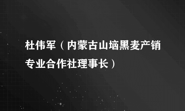 杜伟军（内蒙古山垴黑麦产销专业合作社理事长）