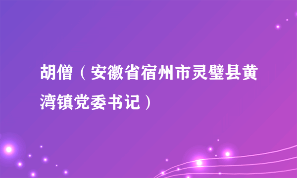 胡僧（安徽省宿州市灵璧县黄湾镇党委书记）