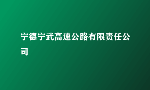 宁德宁武高速公路有限责任公司