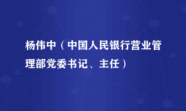 杨伟中（中国人民银行营业管理部党委书记、主任）