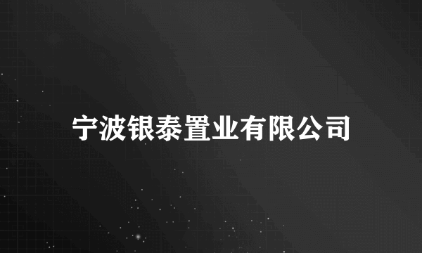 宁波银泰置业有限公司