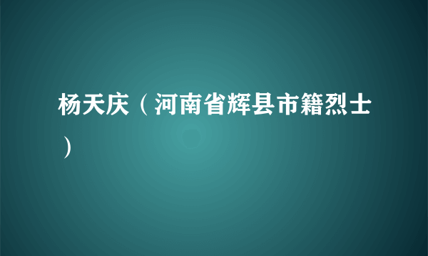 杨天庆（河南省辉县市籍烈士）