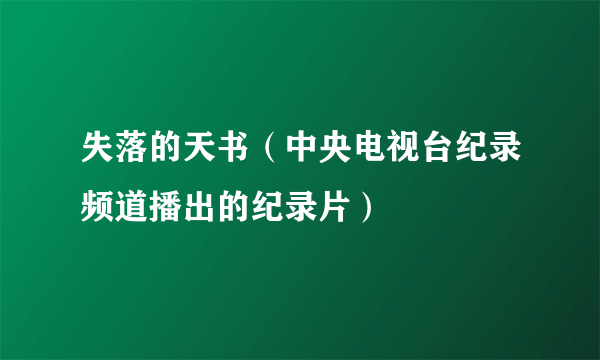 失落的天书（中央电视台纪录频道播出的纪录片）