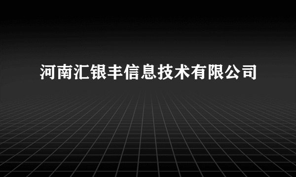 河南汇银丰信息技术有限公司