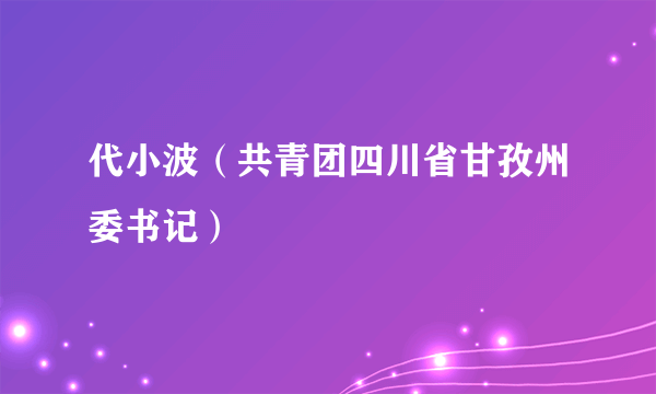 代小波（共青团四川省甘孜州委书记）