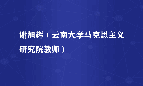 谢旭辉（云南大学马克思主义研究院教师）