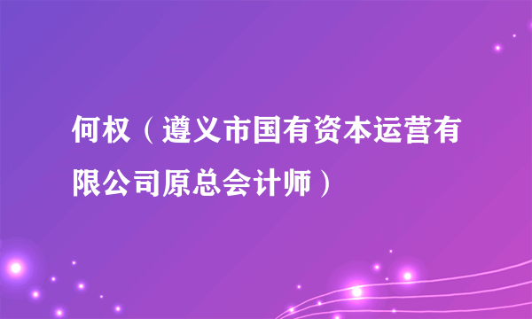 何权（遵义市国有资本运营有限公司原总会计师）