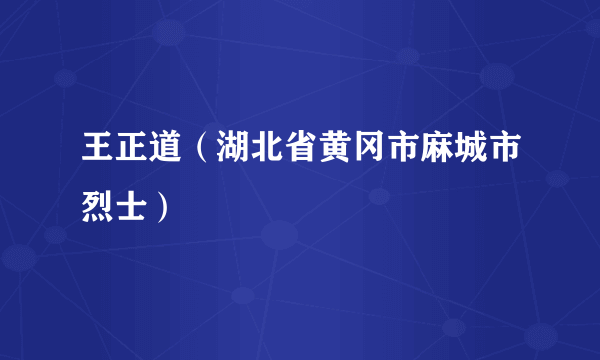 王正道（湖北省黄冈市麻城市烈士）