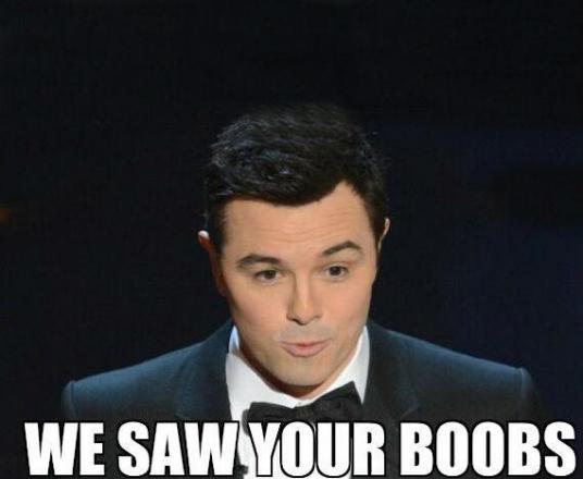 We saw your boobs