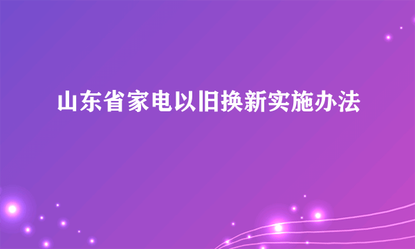 山东省家电以旧换新实施办法