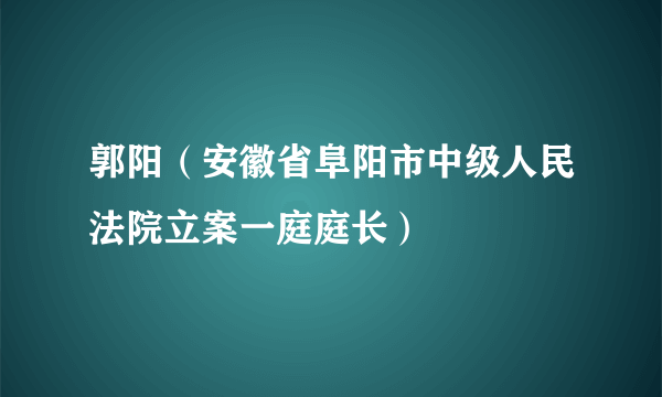 郭阳（安徽省阜阳市中级人民法院立案一庭庭长）