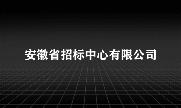 安徽省招标中心有限公司