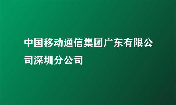 中国移动通信集团广东有限公司深圳分公司