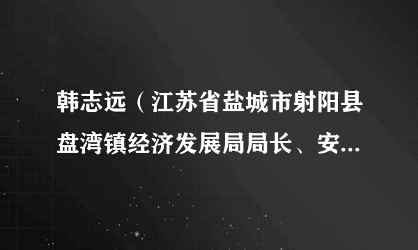 韩志远（江苏省盐城市射阳县盘湾镇经济发展局局长、安石村党总支书记）