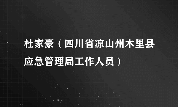 杜家豪（四川省凉山州木里县应急管理局工作人员）