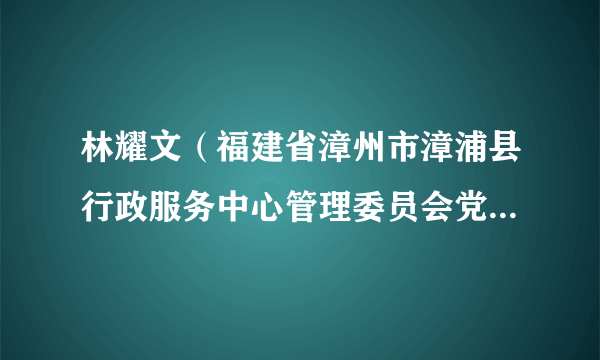 林耀文（福建省漳州市漳浦县行政服务中心管理委员会党组成员、副主任）