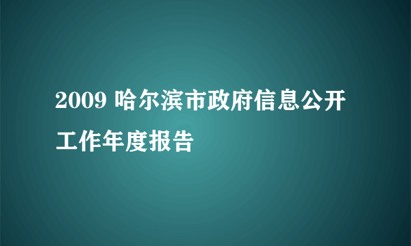 2009 哈尔滨市政府信息公开工作年度报告