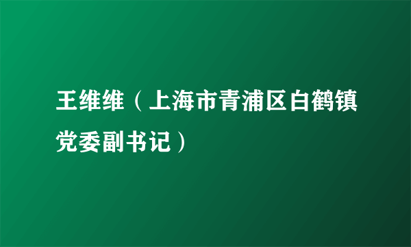 王维维（上海市青浦区白鹤镇党委副书记）