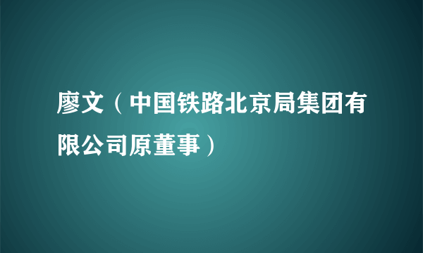 廖文（中国铁路北京局集团有限公司原董事）