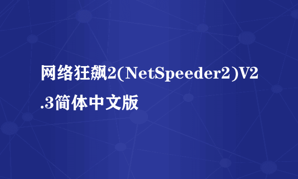 网络狂飙2(NetSpeeder2)V2.3简体中文版