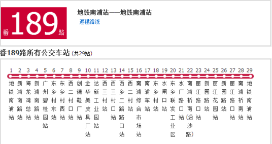 广州公交番189路