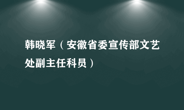 韩晓军（安徽省委宣传部文艺处副主任科员）