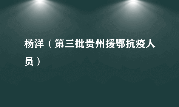 杨洋（第三批贵州援鄂抗疫人员）