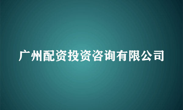 广州配资投资咨询有限公司