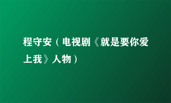 程守安（电视剧《就是要你爱上我》人物）