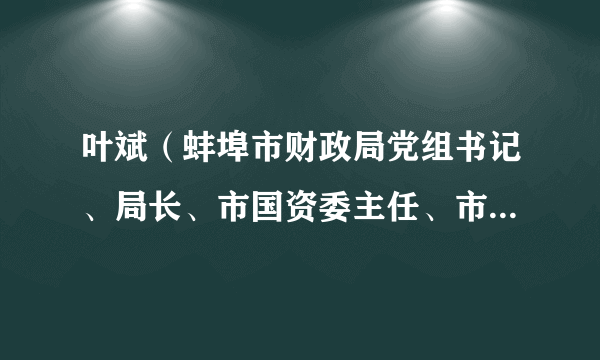 叶斌（蚌埠市财政局党组书记、局长、市国资委主任、市人大常委会人事代表选举工作委员会主任）