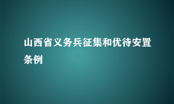 山西省义务兵征集和优待安置条例