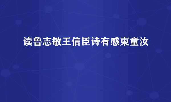 读鲁志敏王信臣诗有感柬童汝