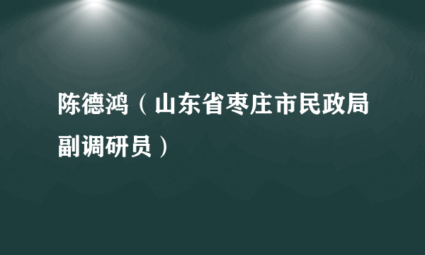 陈德鸿（山东省枣庄市民政局副调研员）