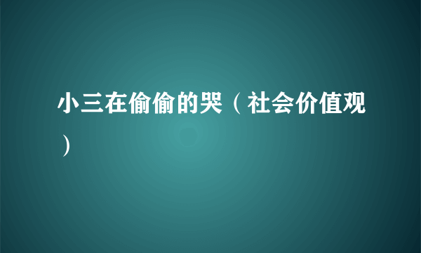 小三在偷偷的哭（社会价值观）