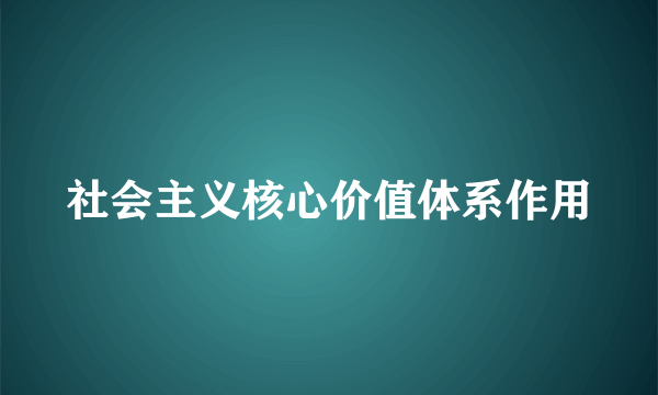 社会主义核心价值体系作用