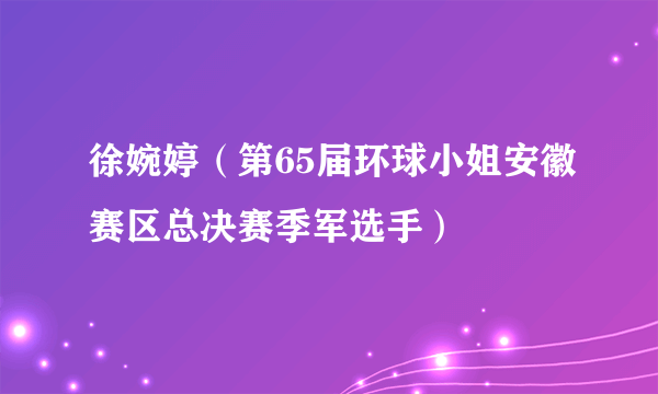 徐婉婷（第65届环球小姐安徽赛区总决赛季军选手）