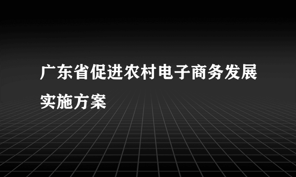 广东省促进农村电子商务发展实施方案