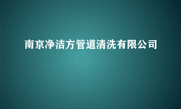 南京净洁方管道清洗有限公司