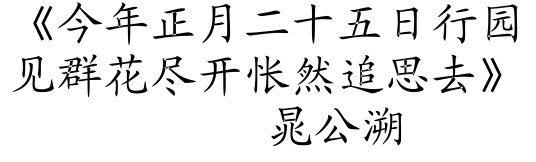 今年正月二十五日行园见群花尽开怅然追思去